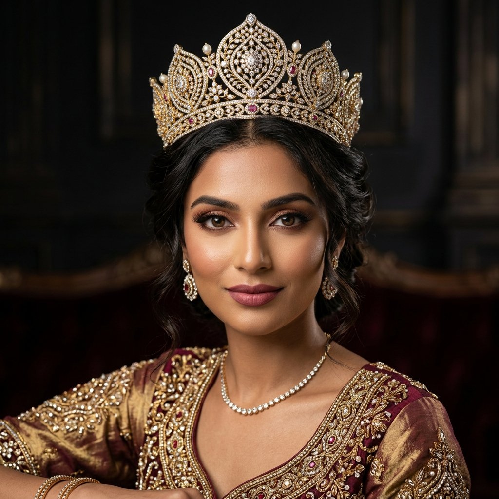 Reigning Queen Wearing Gold Crown