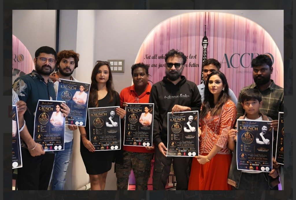 VIP Guests holding Face of South India launch poster
